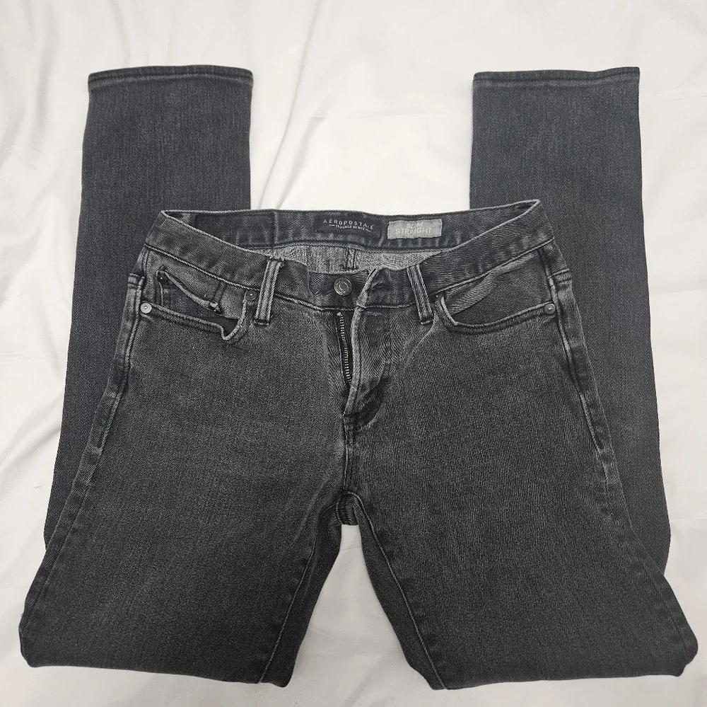Mens Aeropostale Slim Straight Black Jeans!